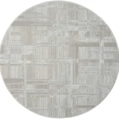 Runder Kurzflor Teppich in Creme und Beige - Miaoli