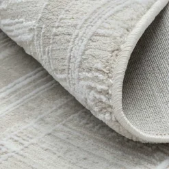 Runder Kurzflor Teppich in Creme und Beige - Miaoli