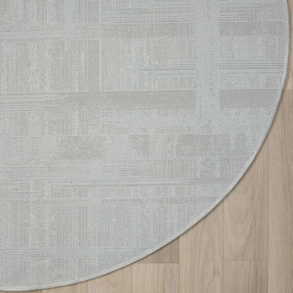 Runder Kurzflor Teppich in Creme und Beige - Miaoli