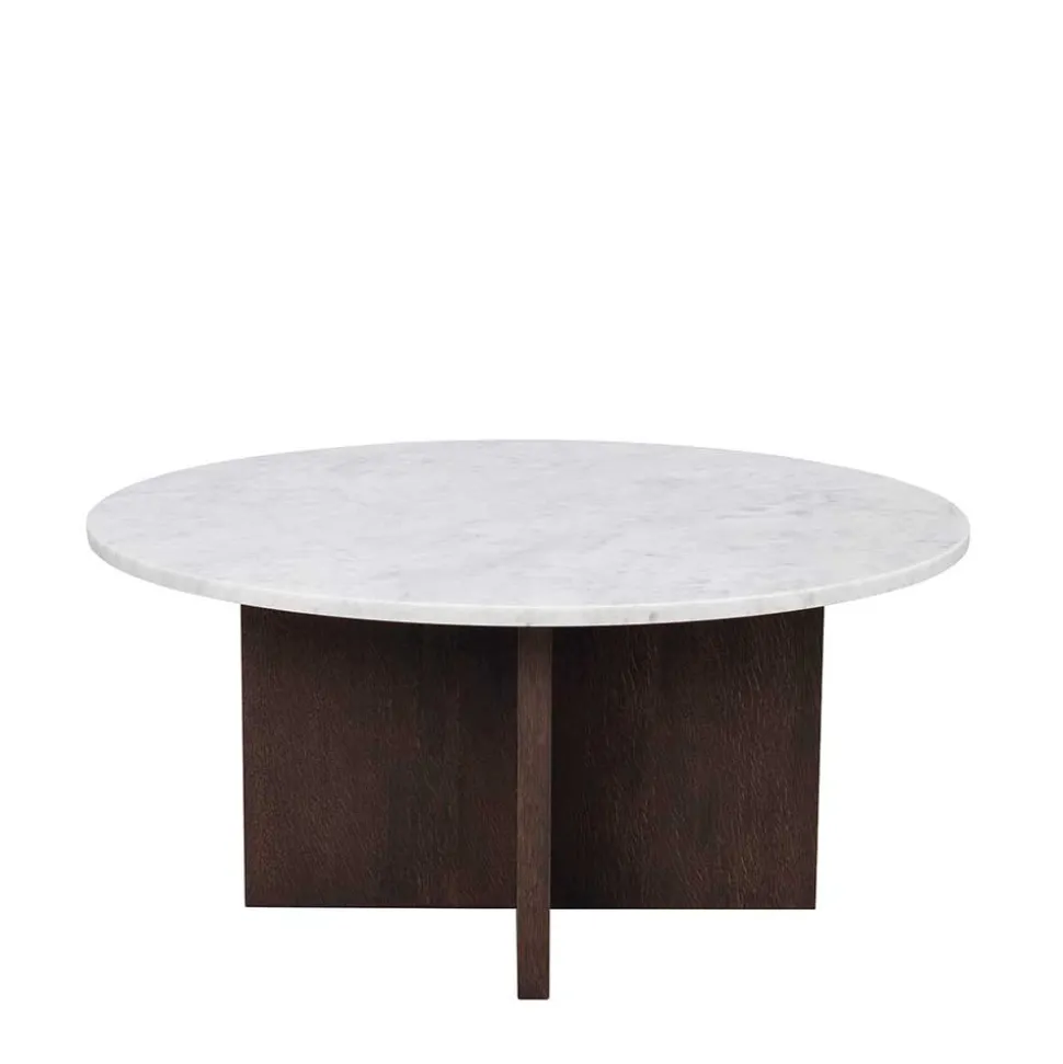 Runder Marmor Wohnzimmertisch in Weiß Grau - Dania