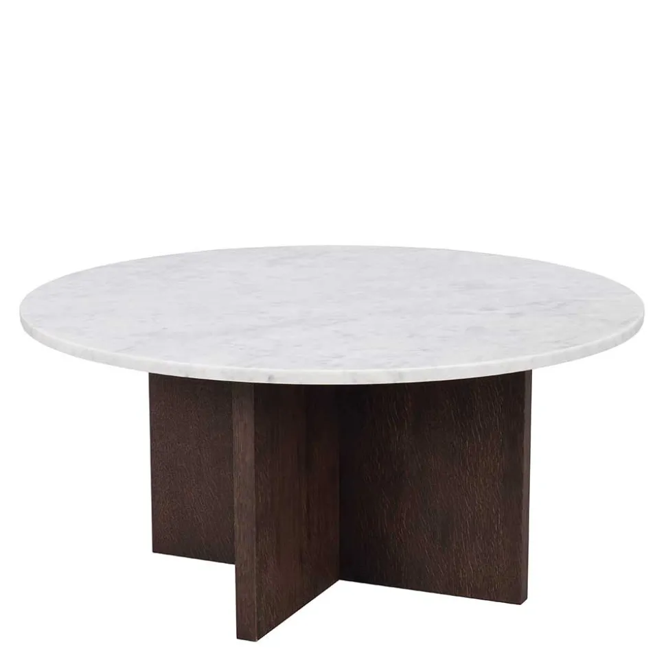 Runder Marmor Wohnzimmertisch in Weiß Grau - Dania