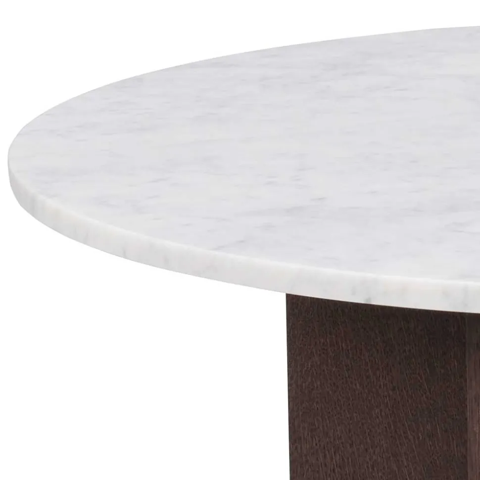 Runder Marmor Wohnzimmertisch in Weiß Grau - Dania