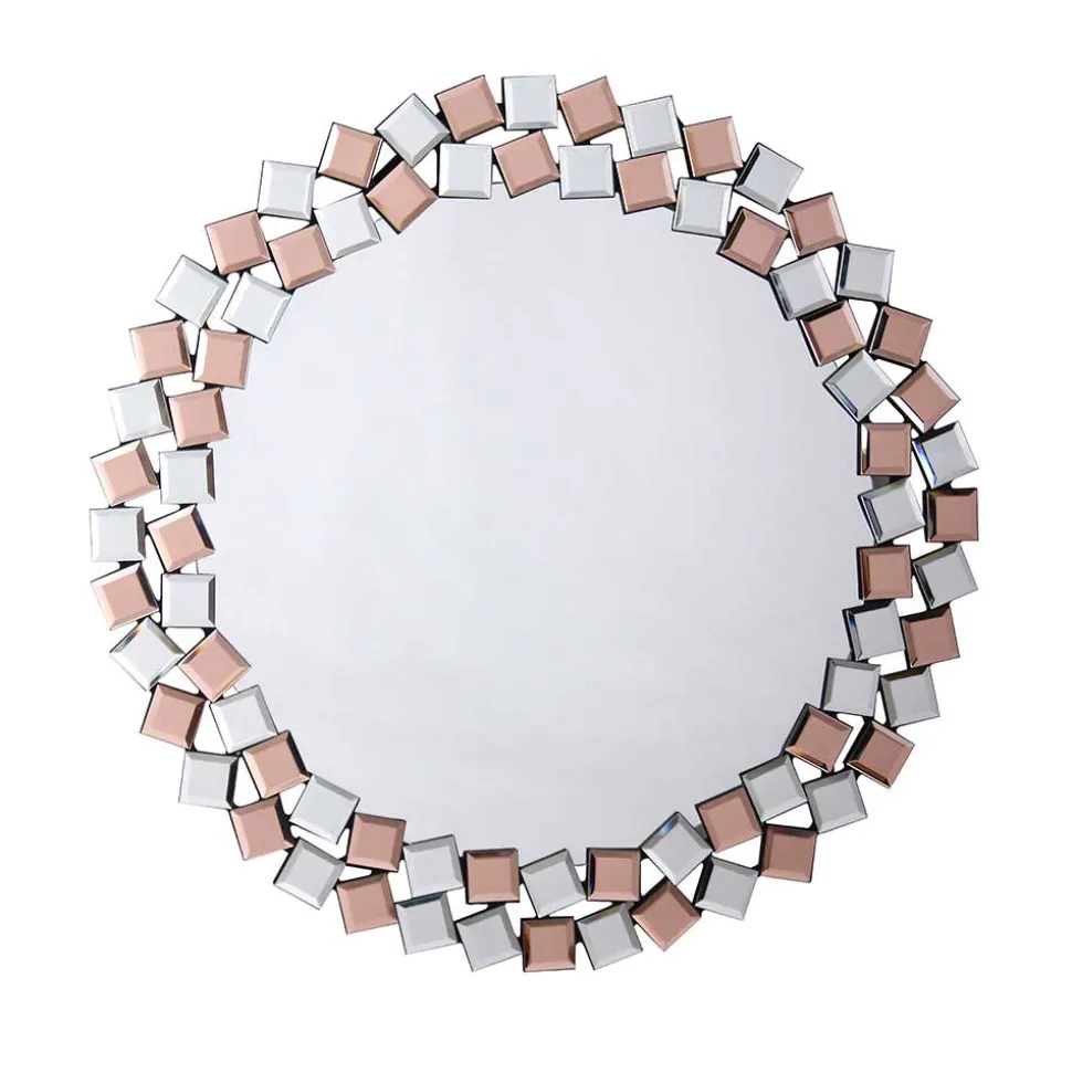 Runder Mosaik Spiegel in Rosegold - Promenada