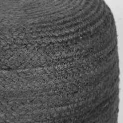 Runder Pouf aus Jute Geflecht in Anthrazit - Triumph