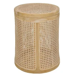 Runder Rattan Wäschekorb in Natur - Vilrada
