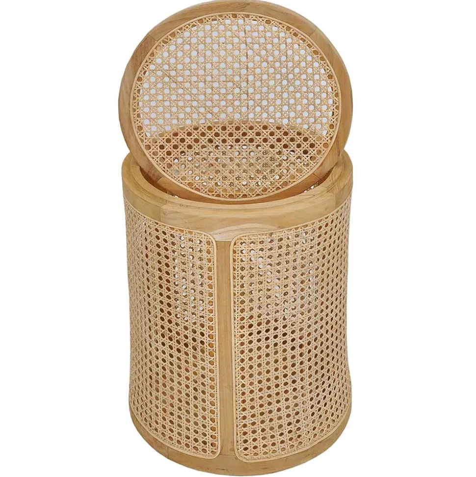 Runder Rattan Wäschekorb in Natur - Vilrada