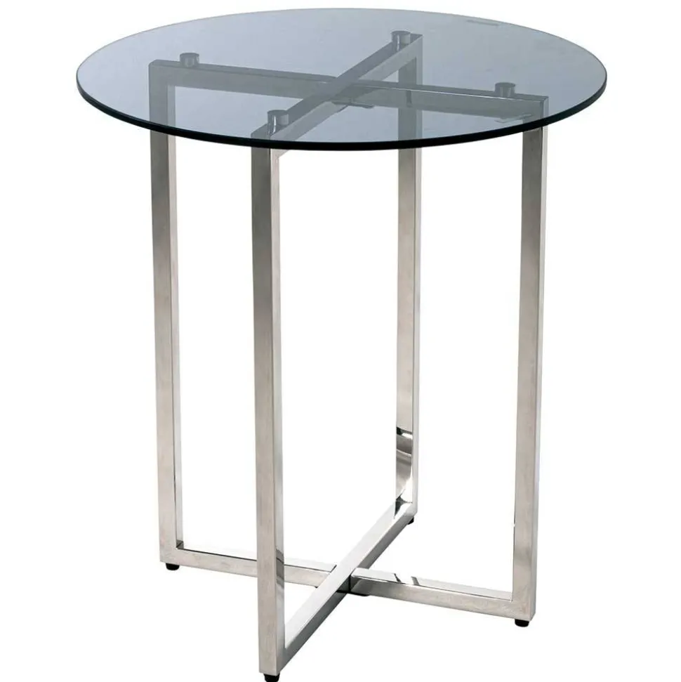 Runder Rauchglas Beistelltisch mit Bügelgestell - Teranim