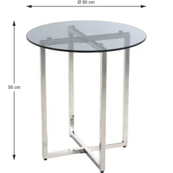 Runder Rauchglas Beistelltisch mit Bügelgestell - Teranim