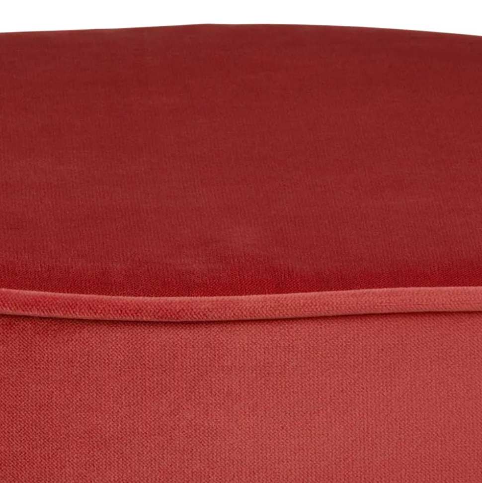 Runder Samt Sitzhocker in Rot - Loritana
