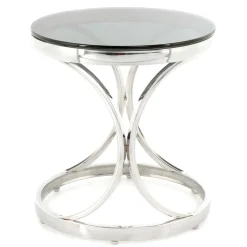 Runder Schwarzglas Beistelltisch mit Edelstahl - Elian