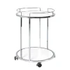 Runder Servierwagen in Weiß & Chrom Balcanov mit 2 Ablagen