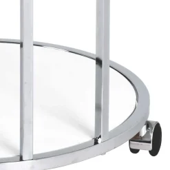 Runder Servierwagen in Weiß & Chrom Balcanov mit 2 Ablagen