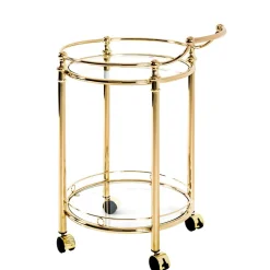 Runder Servierwagen mit zwei Glasplatten - Perla