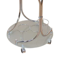 Runder Servierwagen Rino in Weiß Chrom