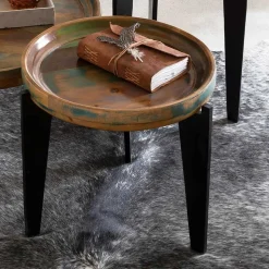 Runder Shabby Chic Beistelltisch aus Altholz - Vosbadus