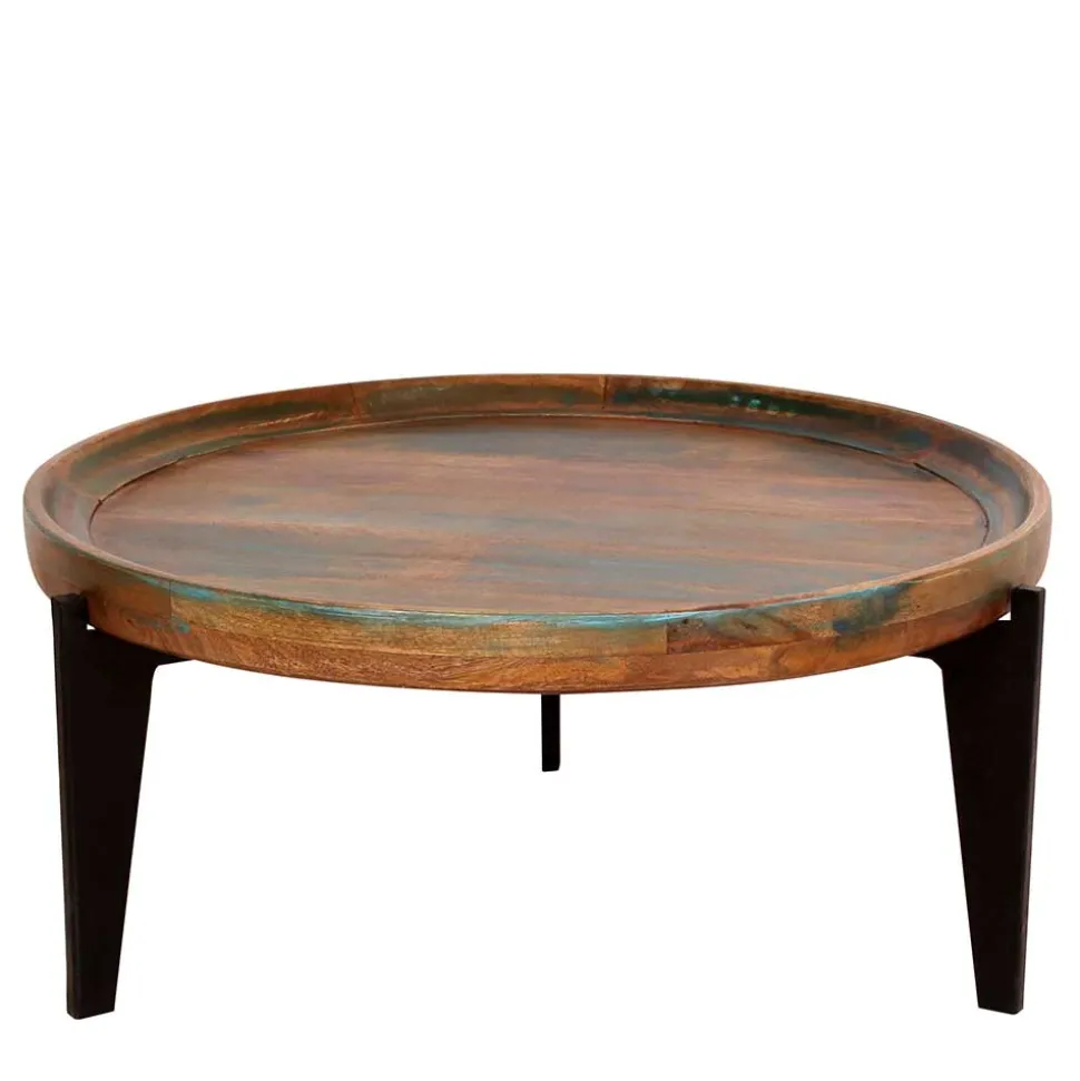 Runder Shabby Chic Couchtisch mit 3-Fußgestell - Vosbadus