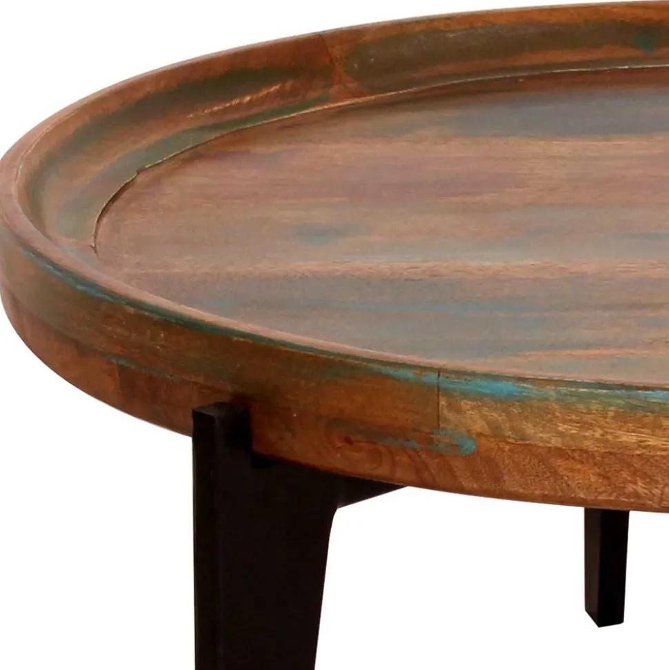 Runder Shabby Chic Couchtisch mit 3-Fußgestell - Vosbadus