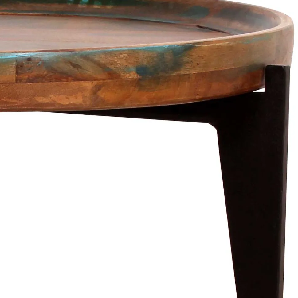 Runder Shabby Chic Couchtisch mit 3-Fußgestell - Vosbadus