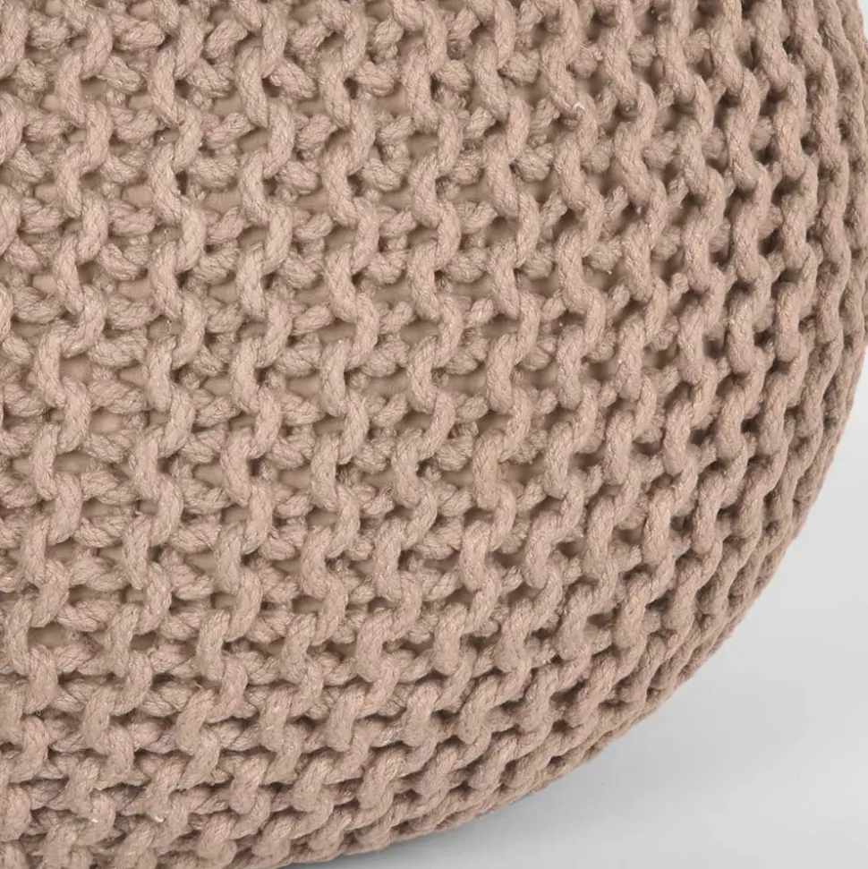 Runder Sitzpouf aus Strickstoff in Beige - Zardar