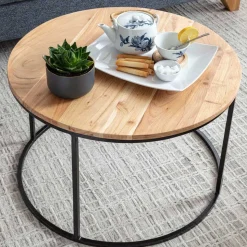 Runder Sofatisch aus Akazie & Metall - Pulvaria