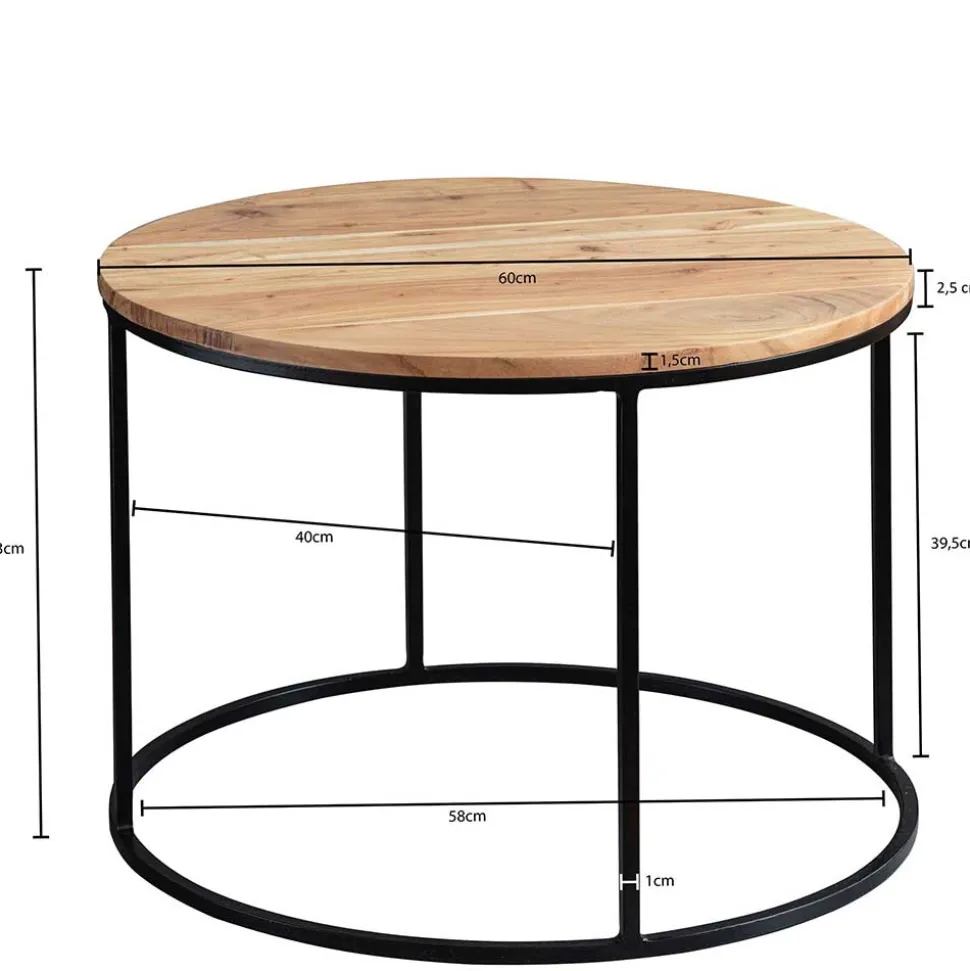 Runder Sofatisch aus Akazie & Metall - Pulvaria