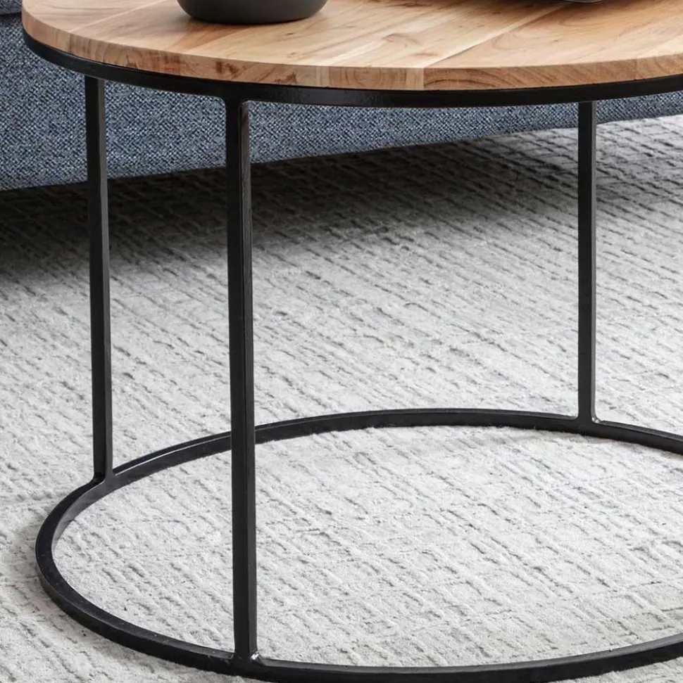 Runder Sofatisch aus Akazie & Metall - Pulvaria