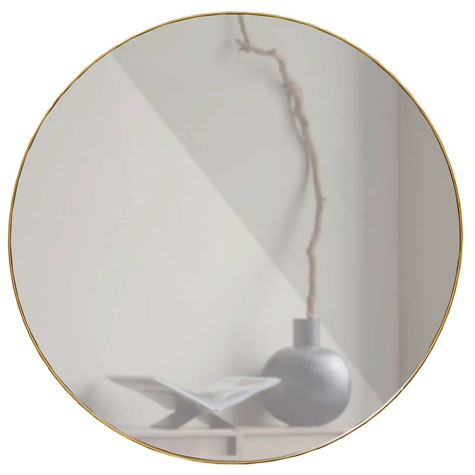 Runder Spiegel aus Metall in Gold - Megida
