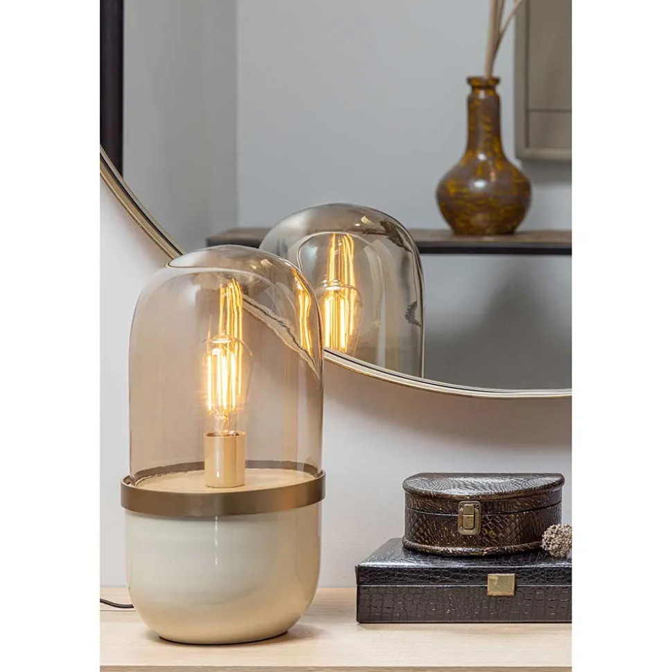 Runder Spiegel aus Metall in Gold - Megida