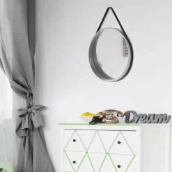 Runder Spiegel in Grau & Schwarz - Zutana