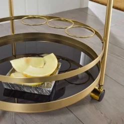 Runder Teewagen aus Schwarzglas - Jymma