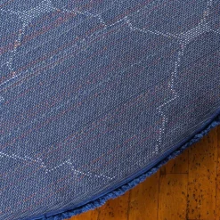 Runder Teppich in Dunkelblau & Creme Hochflor - Vimanco