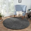 Runder Teppich mit hohem Flor in Grau - Montpa