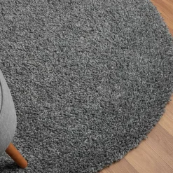 Runder Teppich mit hohem Flor in Grau - Montpa