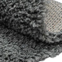 Runder Teppich mit hohem Flor in Grau - Montpa