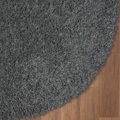 Runder Teppich mit hohem Flor in Grau - Montpa