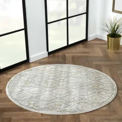 Runder Teppich mit Kurzflor dezent gemustert - Leak