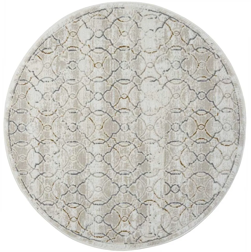 Runder Teppich mit Kurzflor dezent gemustert - Leak