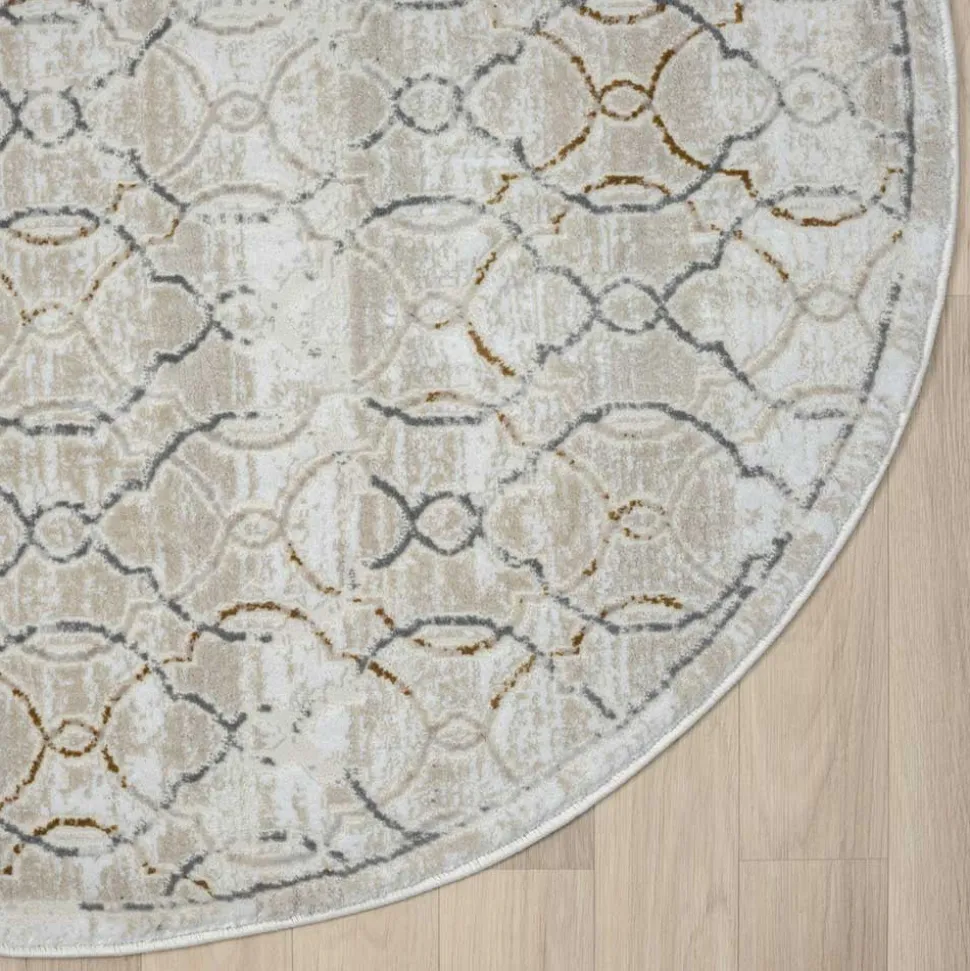 Runder Teppich mit Kurzflor dezent gemustert - Leak