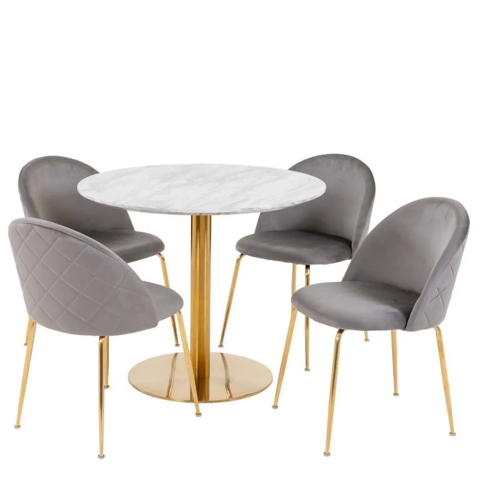 Runder Tisch & vier Stühle Set - Zimarena (fünfteilig)