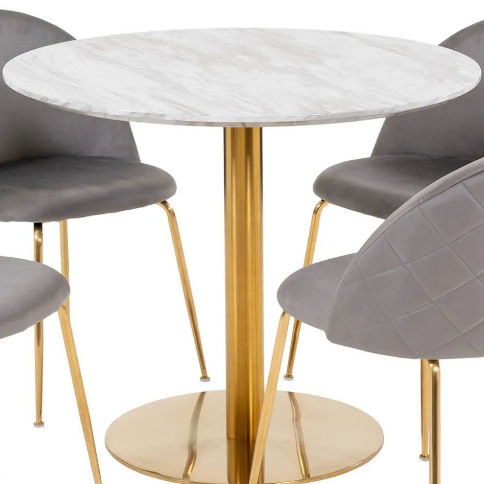 Runder Tisch & vier Stühle Set - Zimarena (fünfteilig)