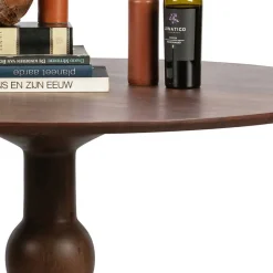 Runder Vintage Holztisch mit Säulenfuß - Estetica