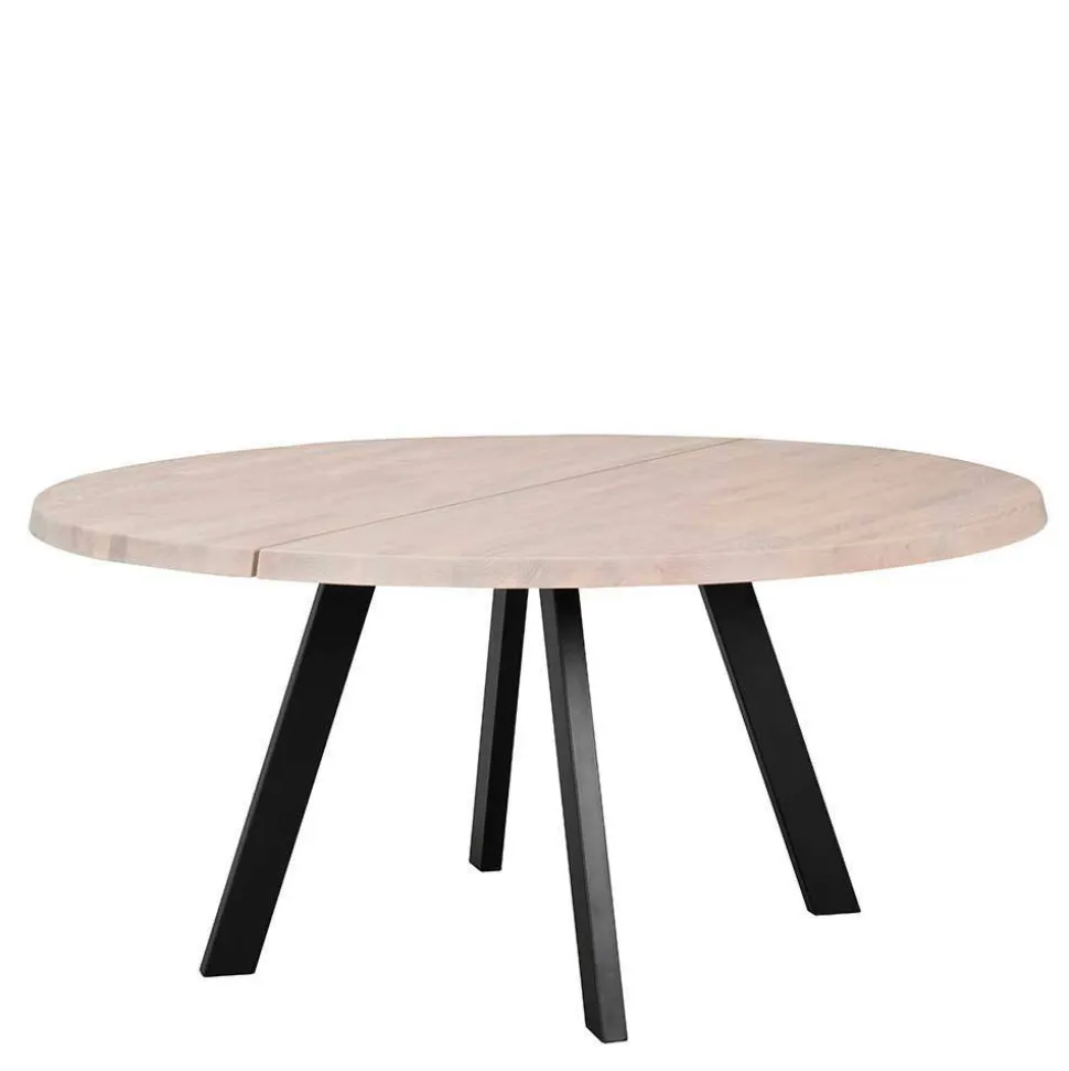 Runder White Wash Esstisch & Stühle - Pulva (siebenteilig)