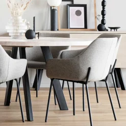 Runder White Wash Esstisch & Stühle - Pulva (siebenteilig)