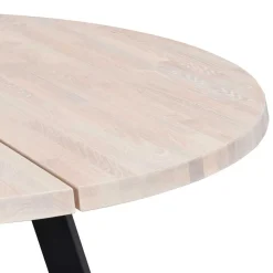 Runder White Wash Esstisch & Stühle - Pulva (siebenteilig)