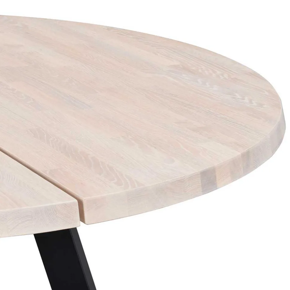 Runder White Wash Esstisch & Stühle - Pulva (siebenteilig)