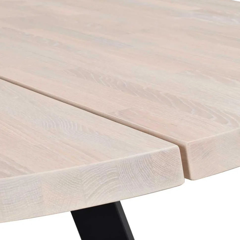 Runder White Wash Esstisch & Stühle - Pulva (siebenteilig)