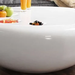 Runder Wohnzimmer Designtisch in Weiß glänzend - Profi