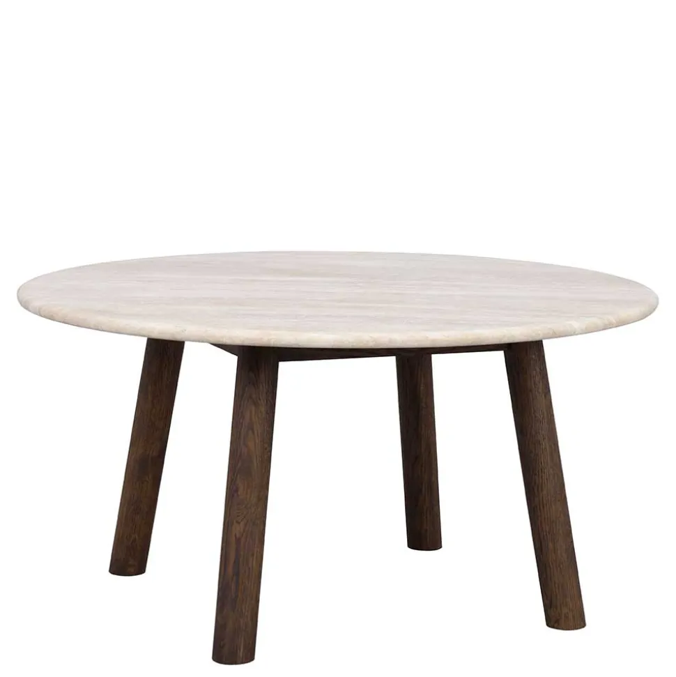 Runder Wohnzimmertisch aus Travertin Stein Beige - Cheyenne
