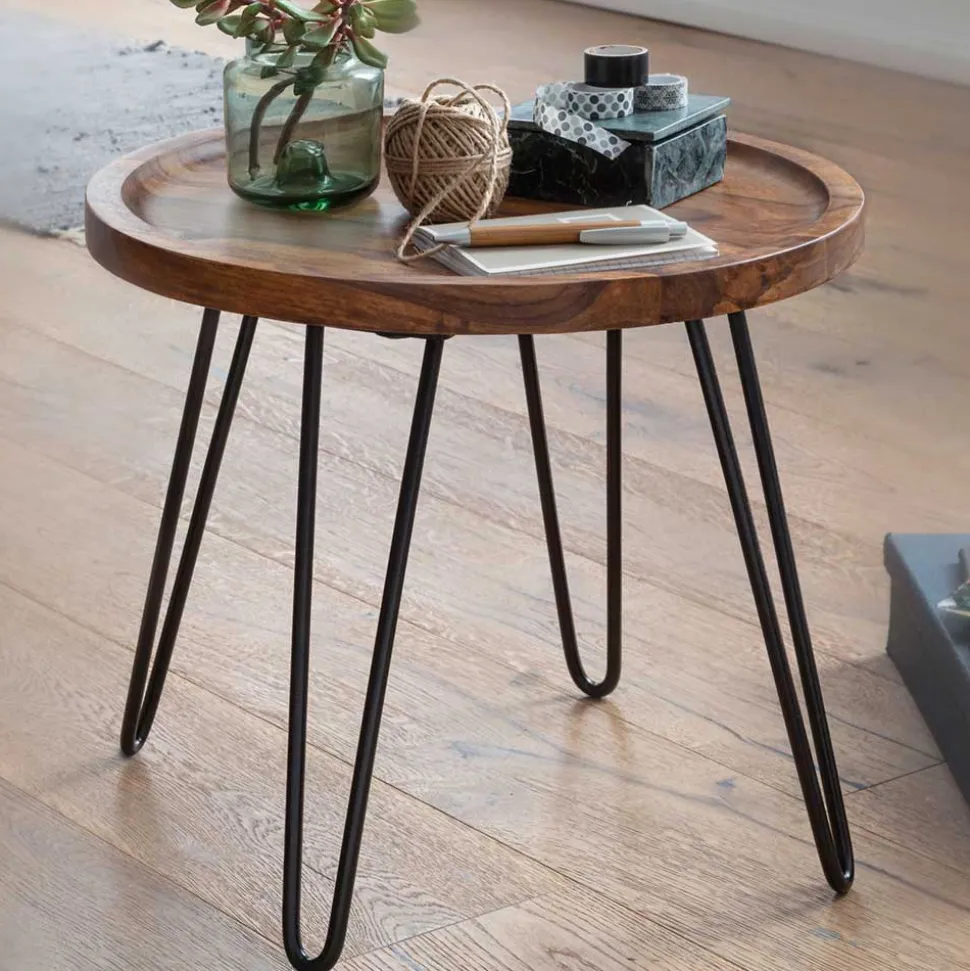 Runder Wohnzimmertisch mit Haarnadel Beinen - Venjar