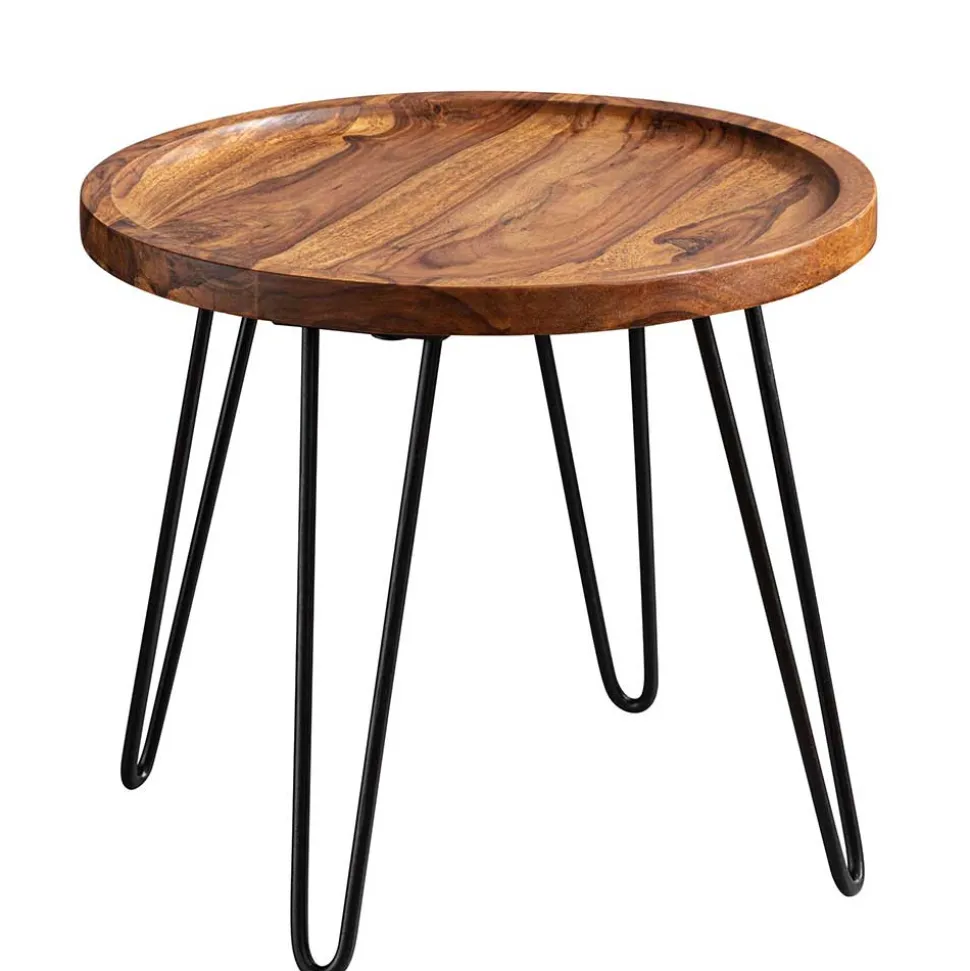 Runder Wohnzimmertisch mit Haarnadel Beinen - Venjar